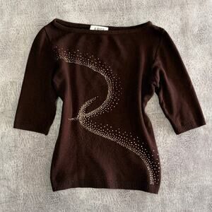 Vintage A Byer Embellished Quarter Sleeve Top
